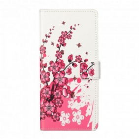 Leren Hoesje voor Xiaomi Redmi Note 10 Pro Tropische Bloemen