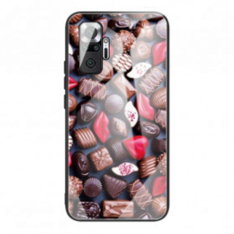 Telefoonhoesje voor Xiaomi Redmi Note 10 Pro Chocolade Gehard Glas