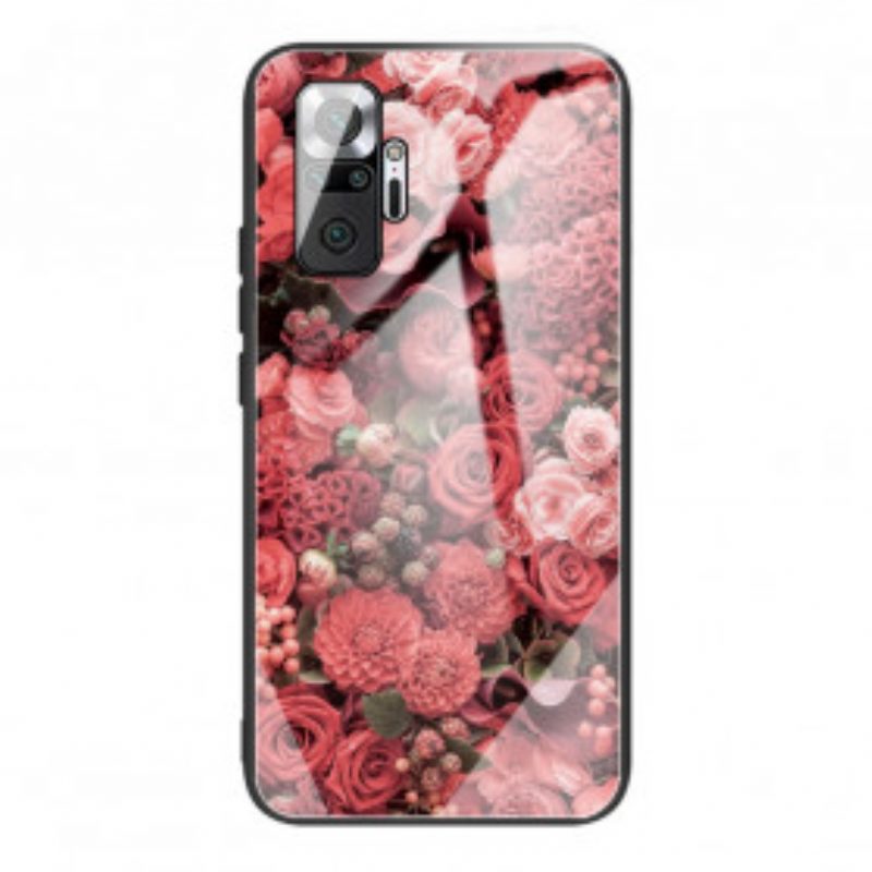 Telefoonhoesje voor Xiaomi Redmi Note 10 Pro Rose Bloemen Gehard Glas