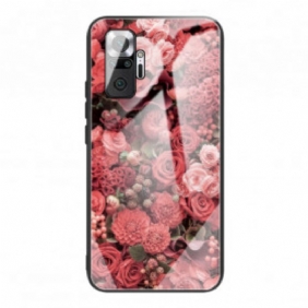 Telefoonhoesje voor Xiaomi Redmi Note 10 Pro Rose Bloemen Gehard Glas