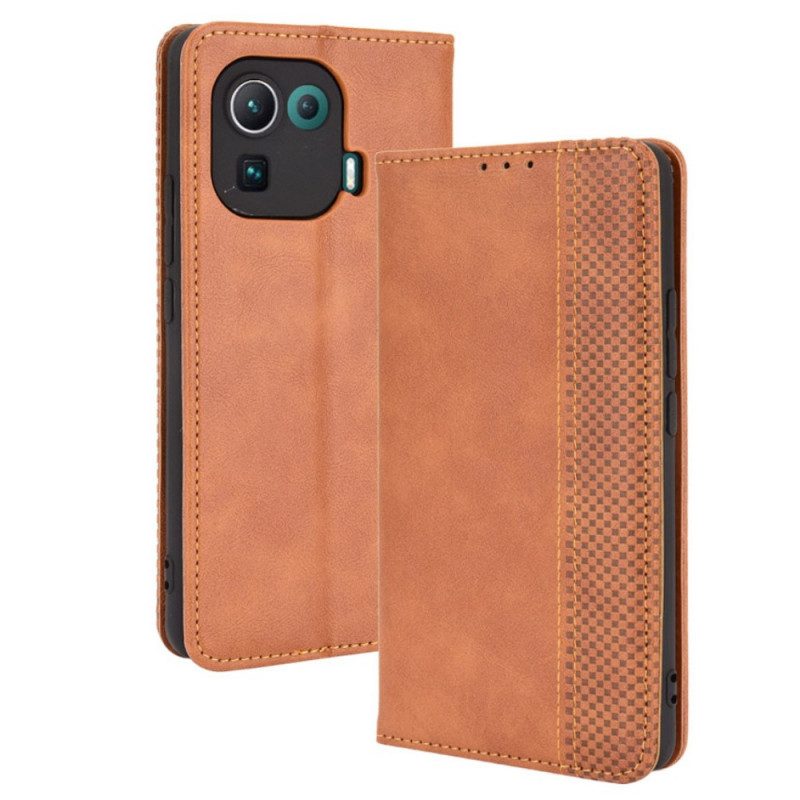 Bescherming Hoesje voor Xiaomi Mi 11 Pro Folio-hoesje Gestileerd Vintage Leereffect