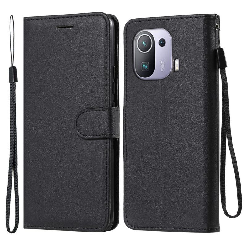 Flip Case voor Xiaomi Mi 11 Pro Met Ketting Effen Kleur Serie Strappy