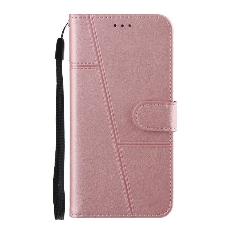 Folio-hoesje voor Xiaomi Mi 11 Pro Met Ketting Strappy Geometrische Lederen Stijl