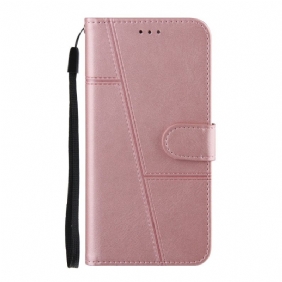 Folio-hoesje voor Xiaomi Mi 11 Pro Met Ketting Strappy Geometrische Lederen Stijl