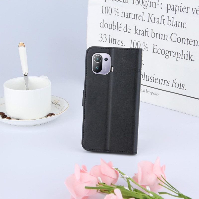 Folio-hoesje voor Xiaomi Mi 11 Pro Met Ketting Strappy Geometrische Lederen Stijl