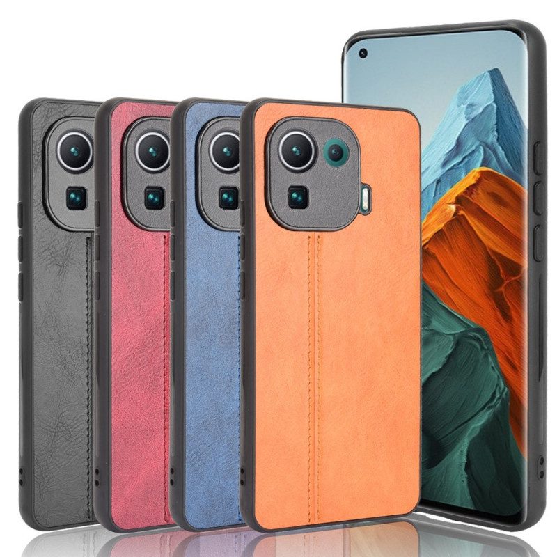 Hoesje voor Xiaomi Mi 11 Pro Couture-leereffect