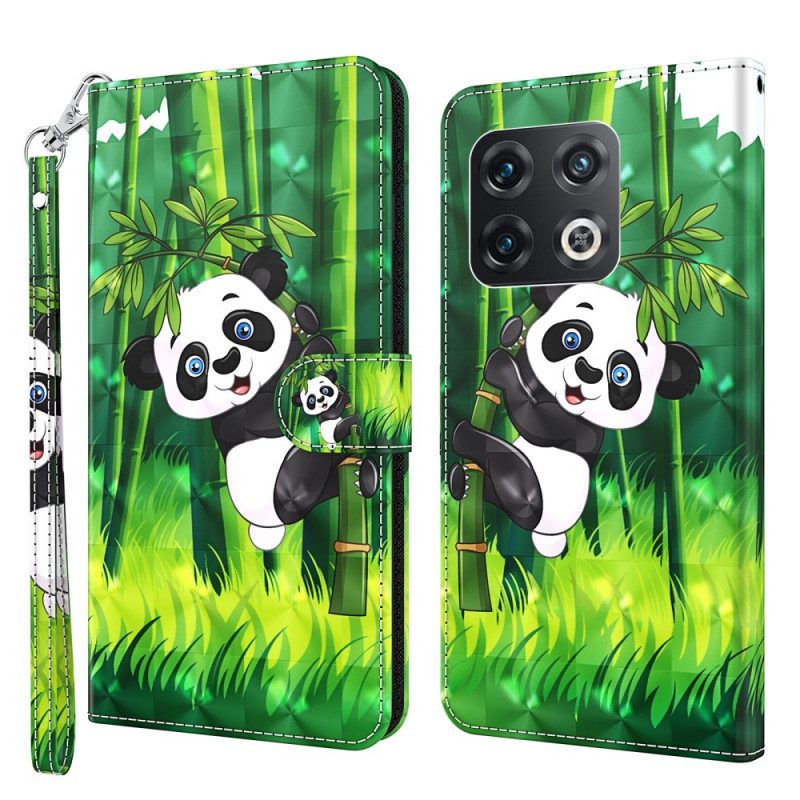 Leren Hoesje voor OnePlus 10 Pro 5G Met Ketting Strakke Panda