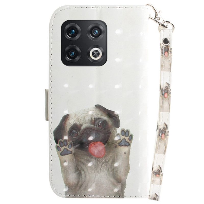 Leren Hoesje voor OnePlus 10 Pro 5G Met Ketting String Hond