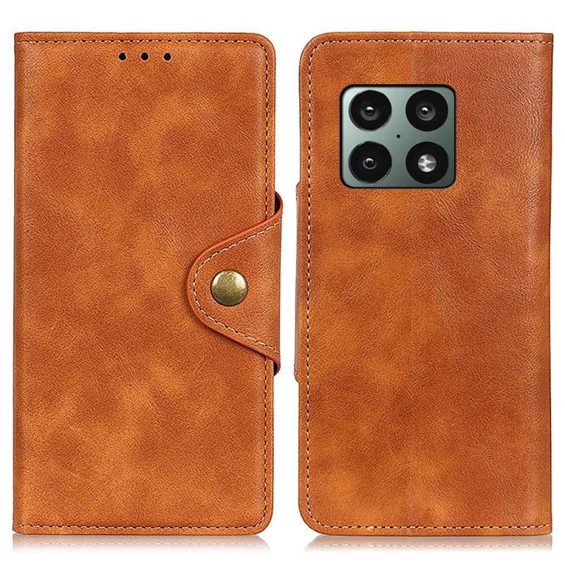 Leren Hoesje voor OnePlus 10 Pro 5G Vintage Kunstleer En Knop