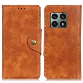 Leren Hoesje voor OnePlus 10 Pro 5G Vintage Kunstleer En Knop