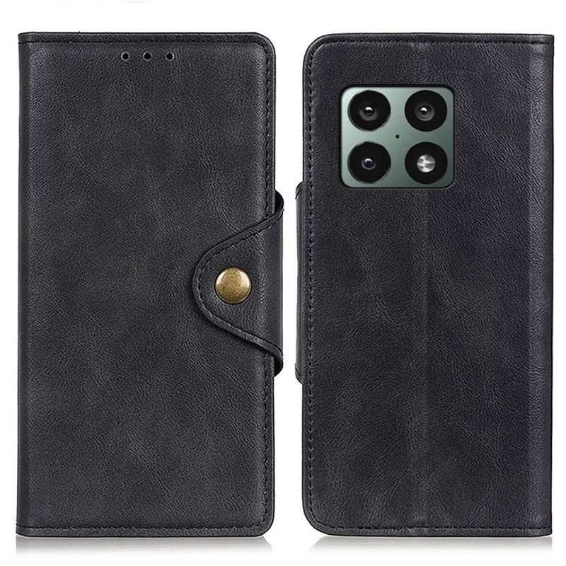 Leren Hoesje voor OnePlus 10 Pro 5G Vintage Kunstleer En Knop