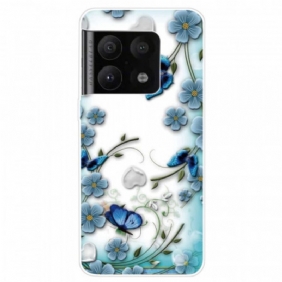 Telefoonhoesje voor OnePlus 10 Pro 5G Retro Vlinders En Bloemen