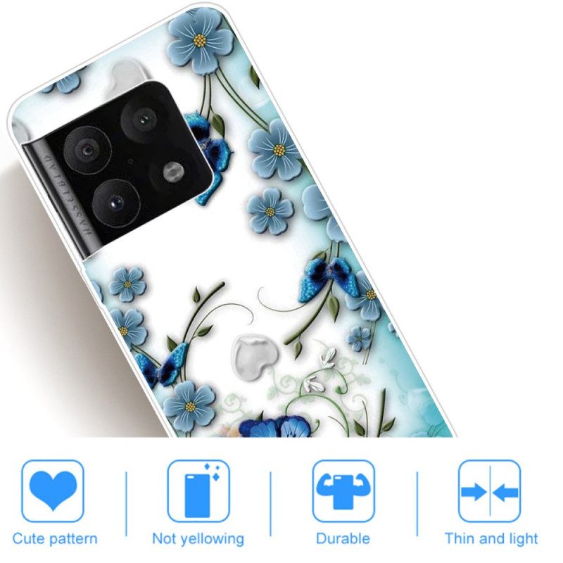 Telefoonhoesje voor OnePlus 10 Pro 5G Retro Vlinders En Bloemen