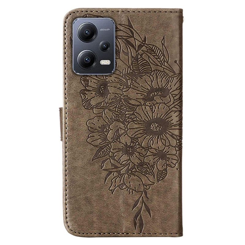 Folio-hoesje voor Poco X5 5G Bloemen Vlinder