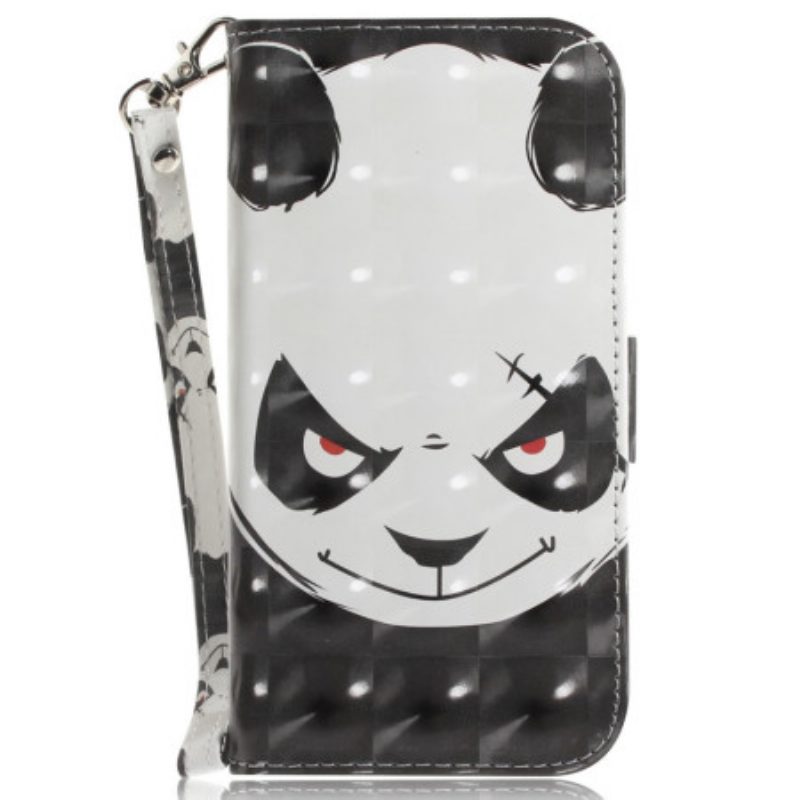 Folio-hoesje voor Poco X5 5G Met Ketting Boze Panda Met Lanyard