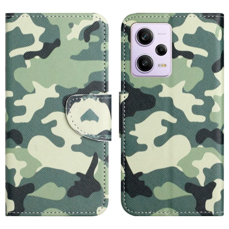 Folio-hoesje voor Poco X5 5G Met Ketting Camouflage Met Bandjes