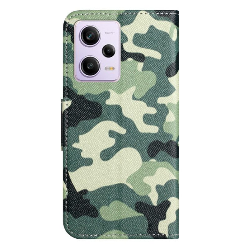 Folio-hoesje voor Poco X5 5G Met Ketting Camouflage Met Bandjes