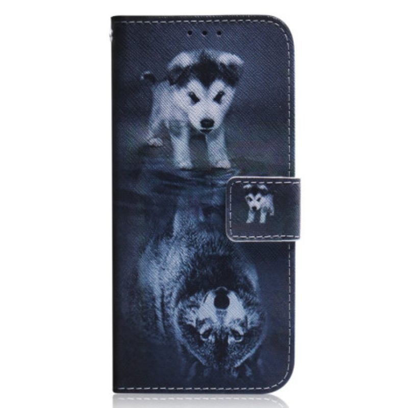 Folio-hoesje voor Poco X5 5G Met Ketting Strappy Puppy-droom