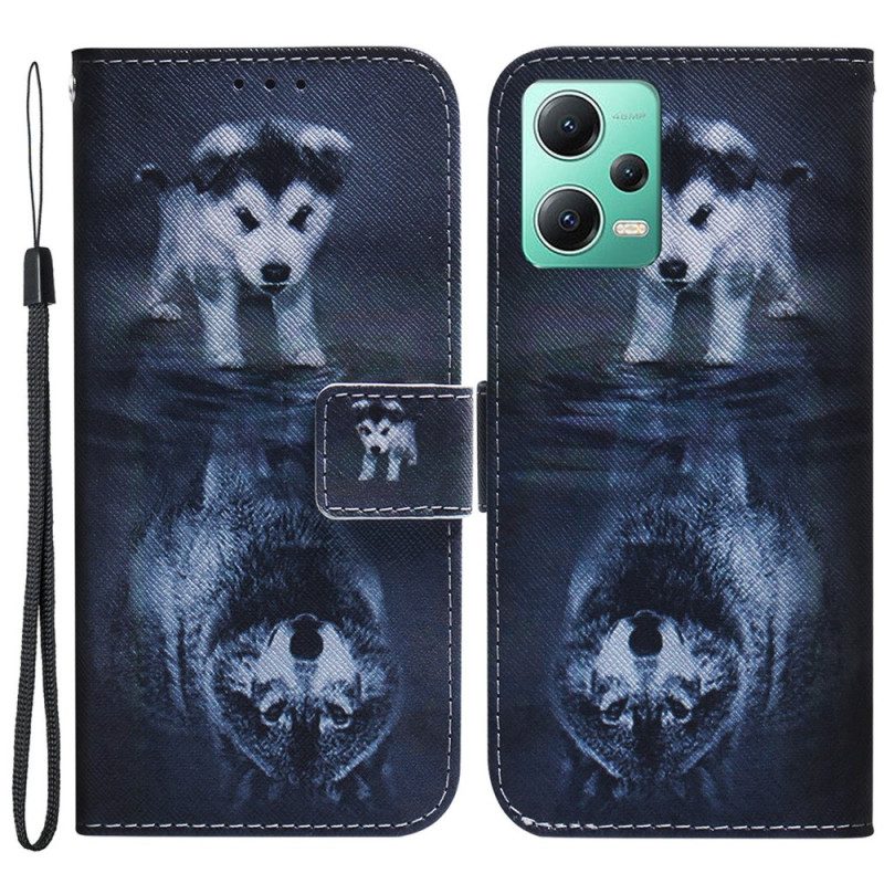 Folio-hoesje voor Poco X5 5G Met Ketting Strappy Puppy-droom