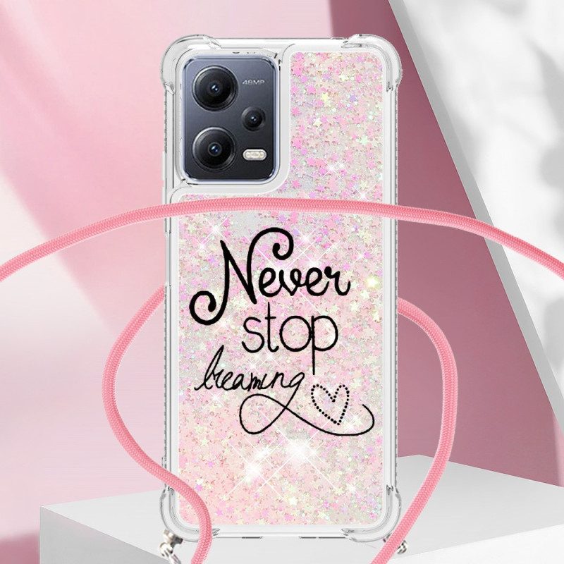 Hoesje voor Poco X5 5G Met Koord Stop Nooit Met Glitterkoord