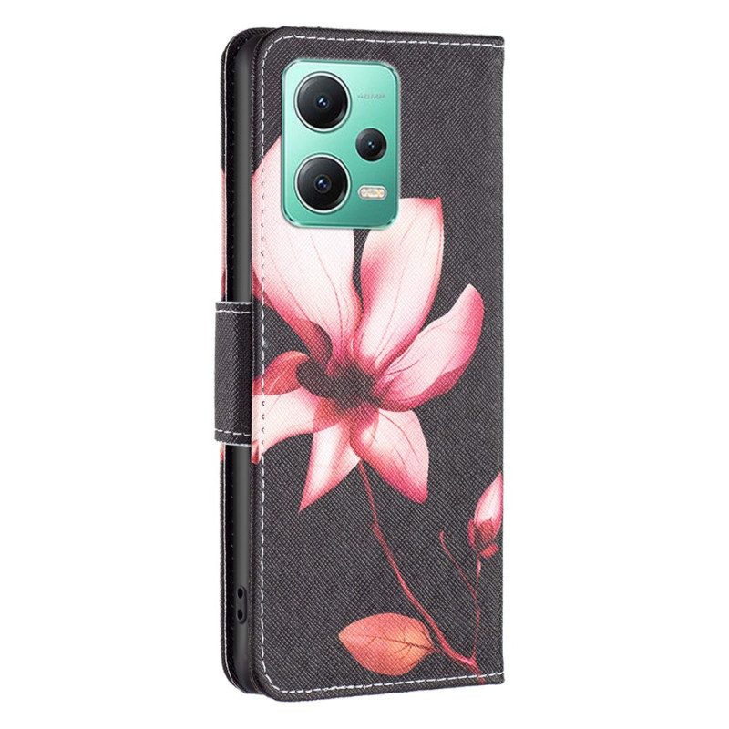 Leren Hoesje voor Poco X5 5G Roze Bloem