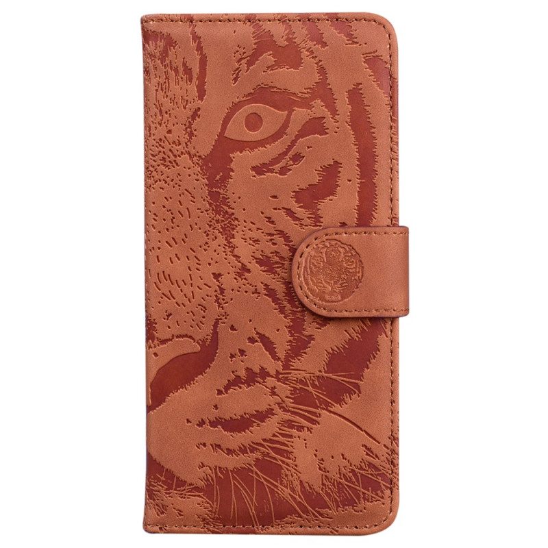 Leren Hoesje voor Poco X5 5G Tijger Voetafdruk