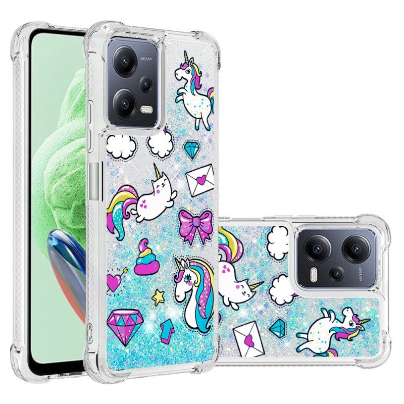 Telefoonhoesje voor Poco X5 5G Glitter Eenhoorns