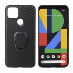 Hoesje voor Google Pixel 4A 5G Ringsteun Van Koolstofvezel