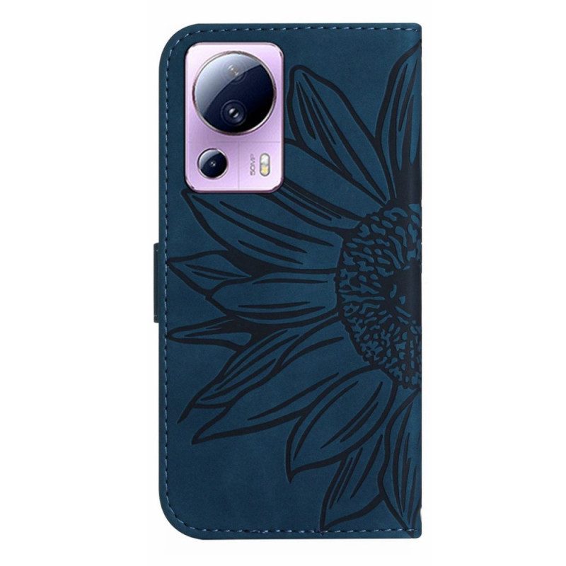 Flip Case voor Xiaomi 13 Lite Bloem Met Schouderriem