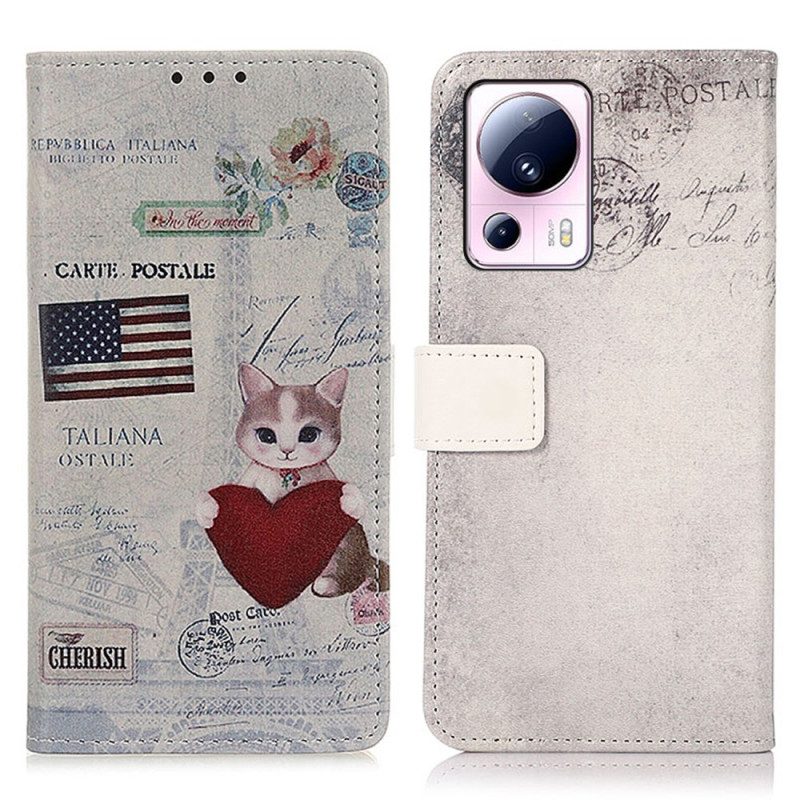 Folio-hoesje voor Xiaomi 13 Lite Reiziger Kat