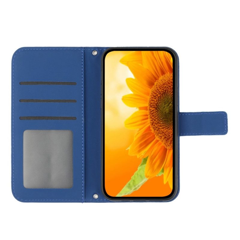 Folio-hoesje voor Xiaomi 13 Lite Zonnebloem Met Lanyard