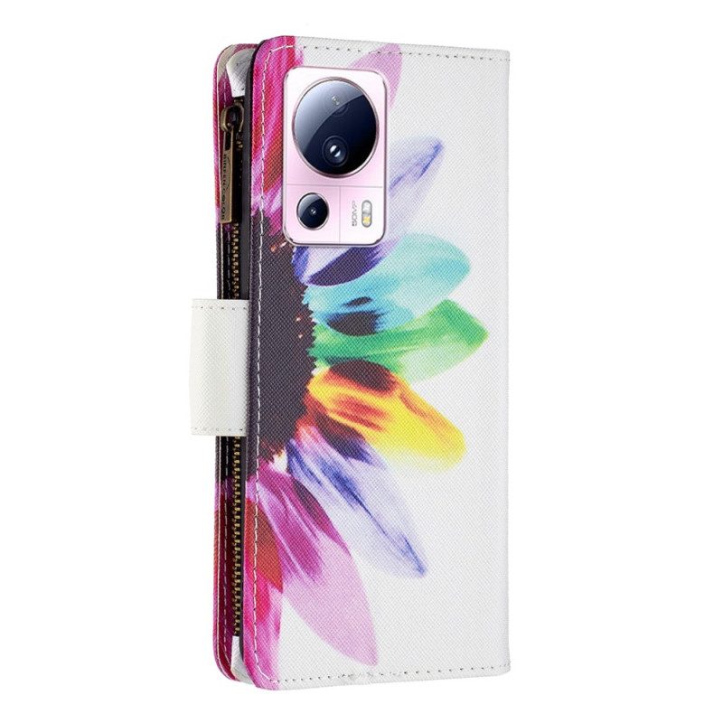 Leren Hoesje voor Xiaomi 13 Lite Portemonnee Leren Bloemen Portemonnee