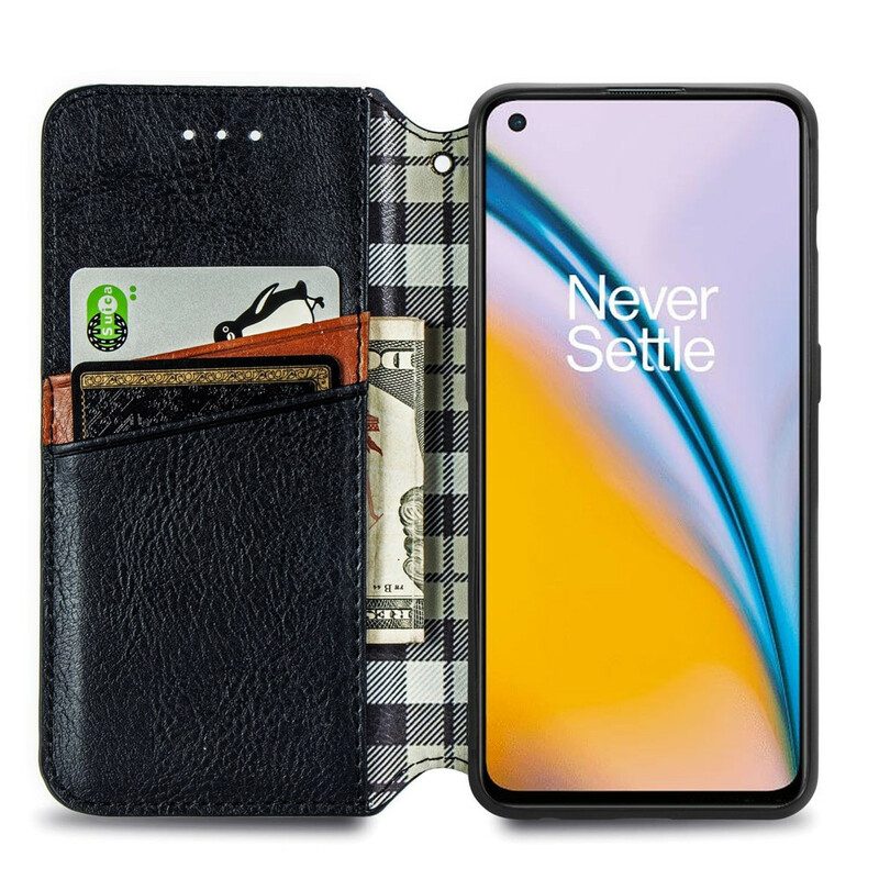 Bescherming Hoesje voor OnePlus Nord 2 5G Folio-hoesje Leereffect Diamanttextuur