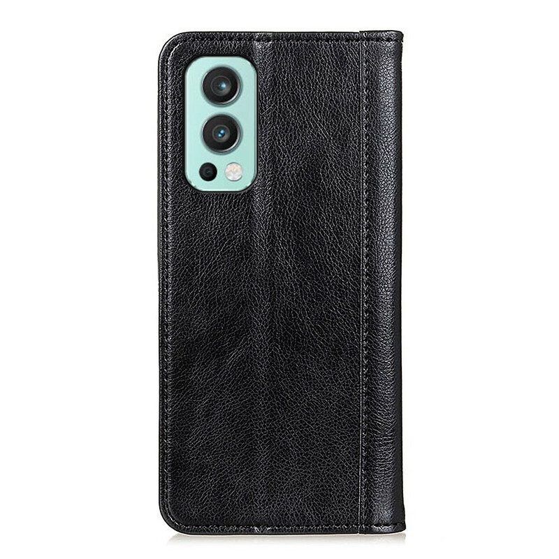 Bescherming Hoesje voor OnePlus Nord 2 5G Folio-hoesje Litchi Split Lederen Versie