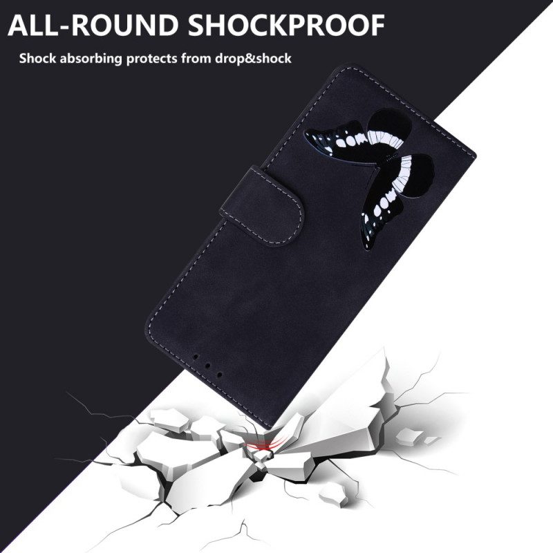 Flip Case voor OnePlus Nord 2 5G Huid-aanraking Vlinder