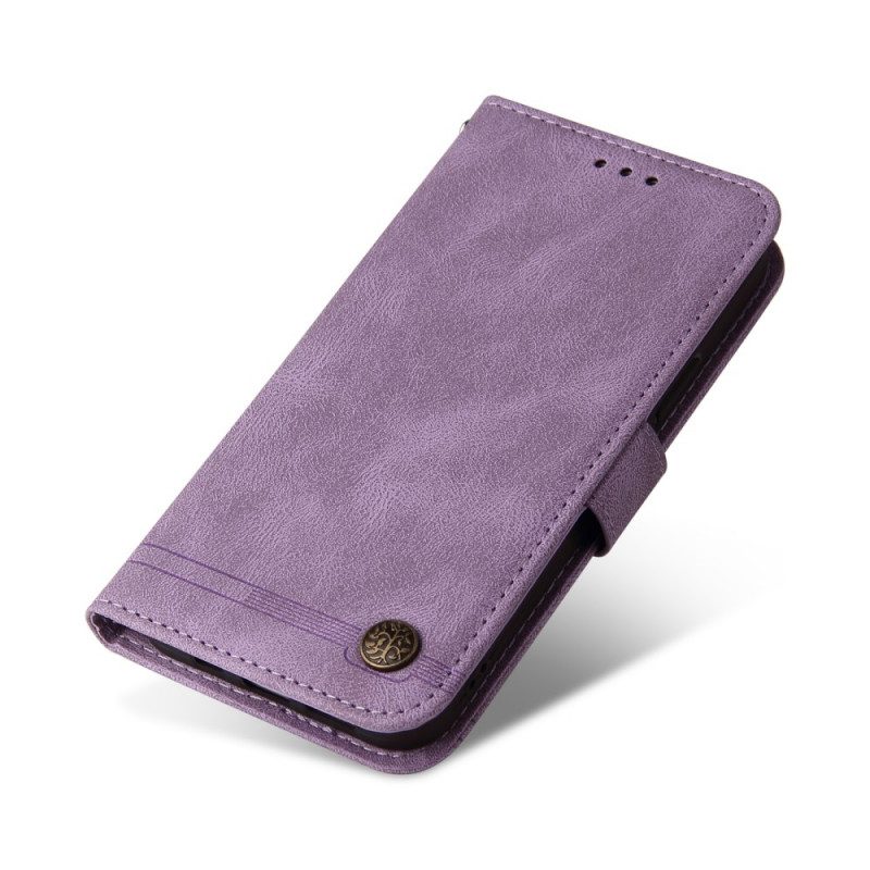 Flip Case voor OnePlus Nord 2 5G Klinknagel En Riem Van Imitatieleer