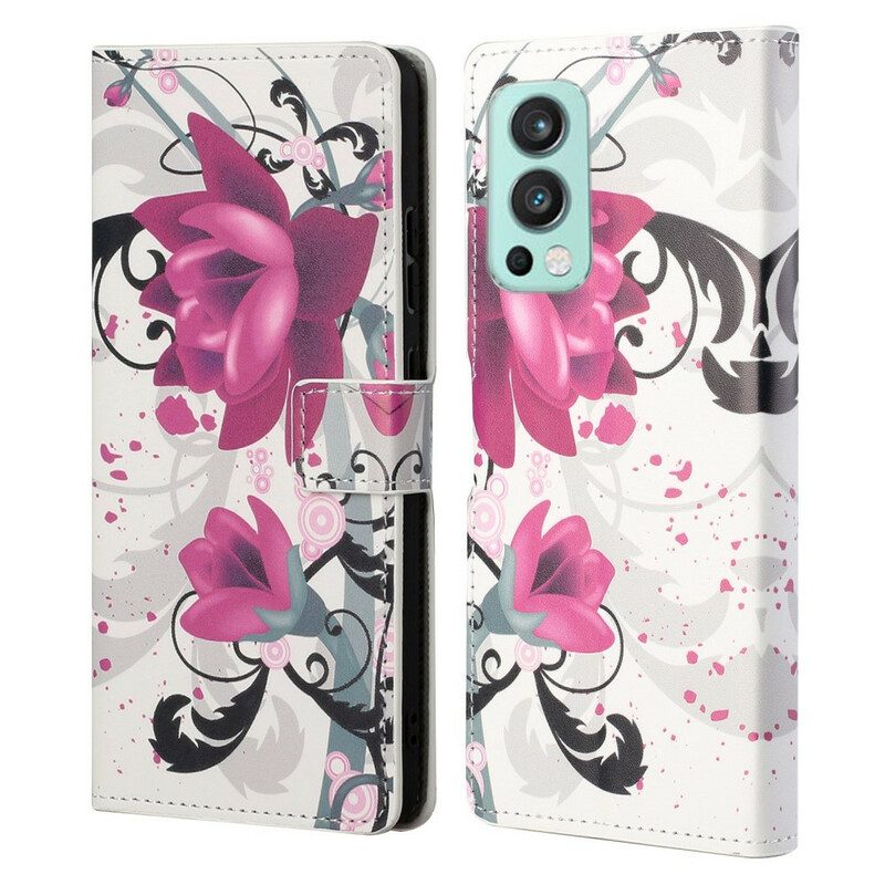 Flip Case voor OnePlus Nord 2 5G Tropische Bloemen