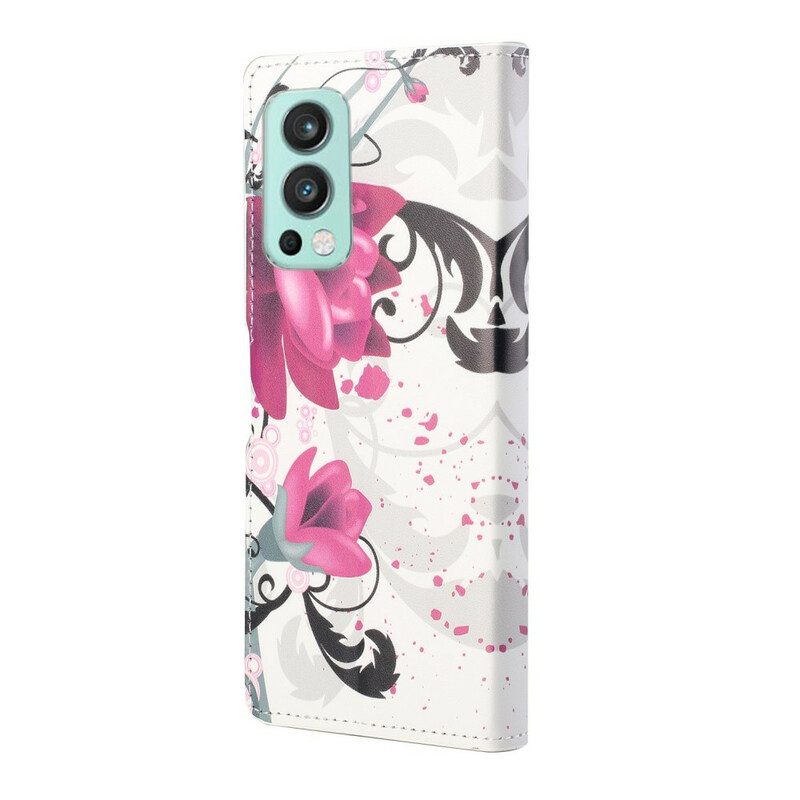 Flip Case voor OnePlus Nord 2 5G Tropische Bloemen