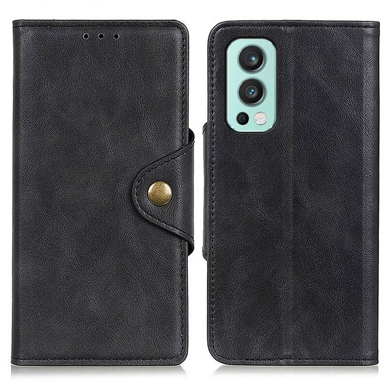 Folio-hoesje voor OnePlus Nord 2 5G Knoop Van Imitatieleer