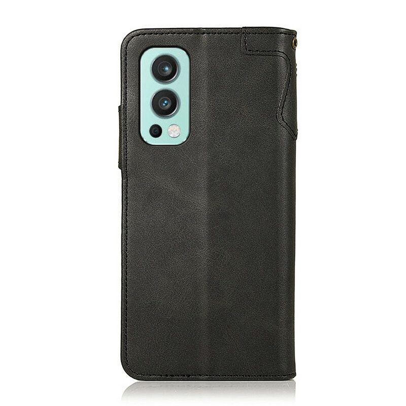 Folio-hoesje voor OnePlus Nord 2 5G Knoop Van Imitatieleer Khazneh