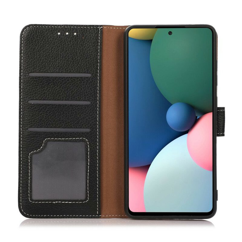 Folio-hoesje voor OnePlus Nord 2 5G Litchi Leer Met Stiksels