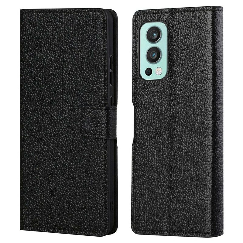 Folio-hoesje voor OnePlus Nord 2 5G Litchi-nerf Leereffect