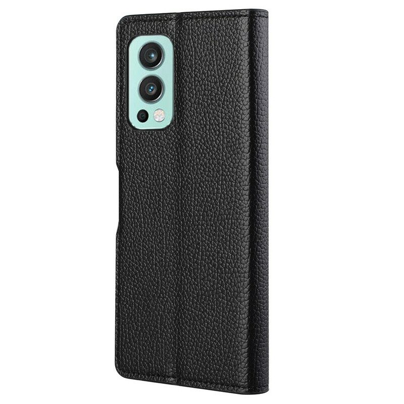 Folio-hoesje voor OnePlus Nord 2 5G Litchi-nerf Leereffect