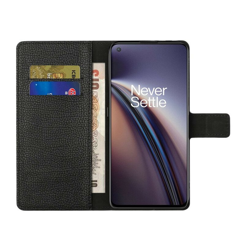 Folio-hoesje voor OnePlus Nord 2 5G Litchi-nerf Leereffect