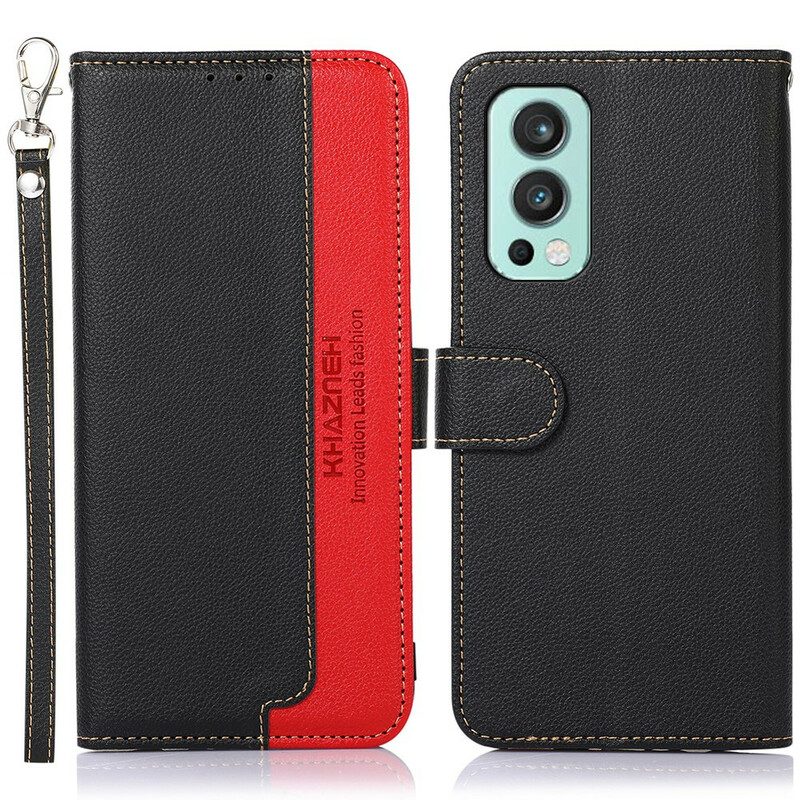 Folio-hoesje voor OnePlus Nord 2 5G Lychee-stijl Rfid Khazneh