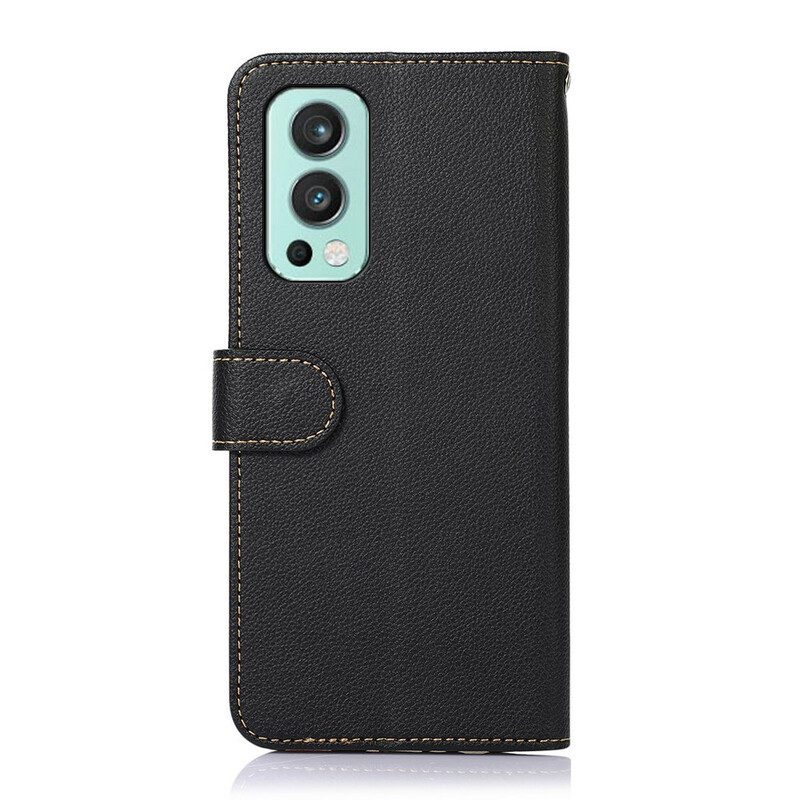 Folio-hoesje voor OnePlus Nord 2 5G Lychee-stijl Rfid Khazneh