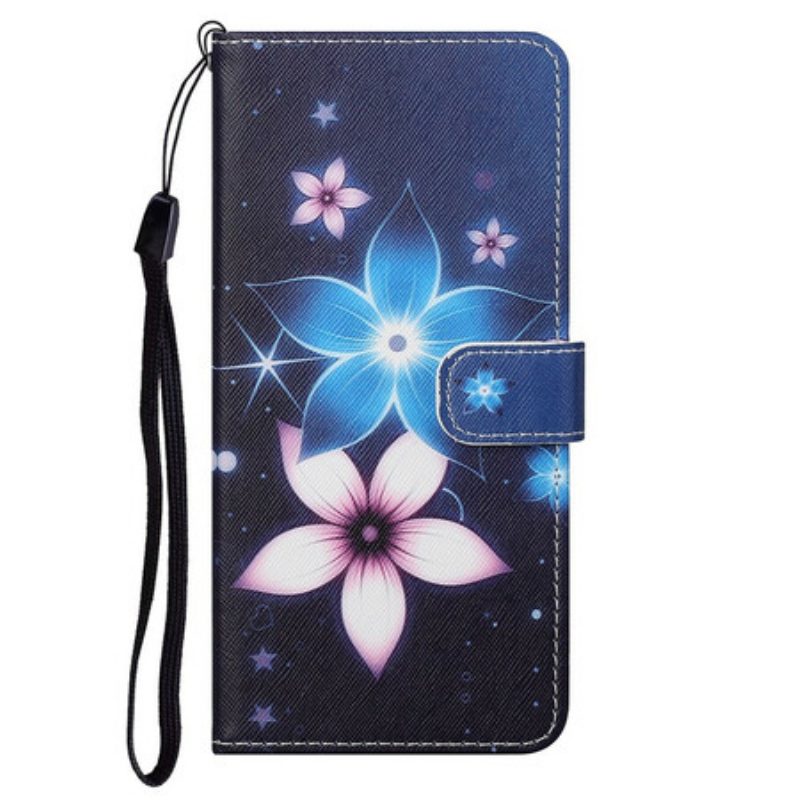 Folio-hoesje voor OnePlus Nord 2 5G Met Ketting Maanband Bloemen