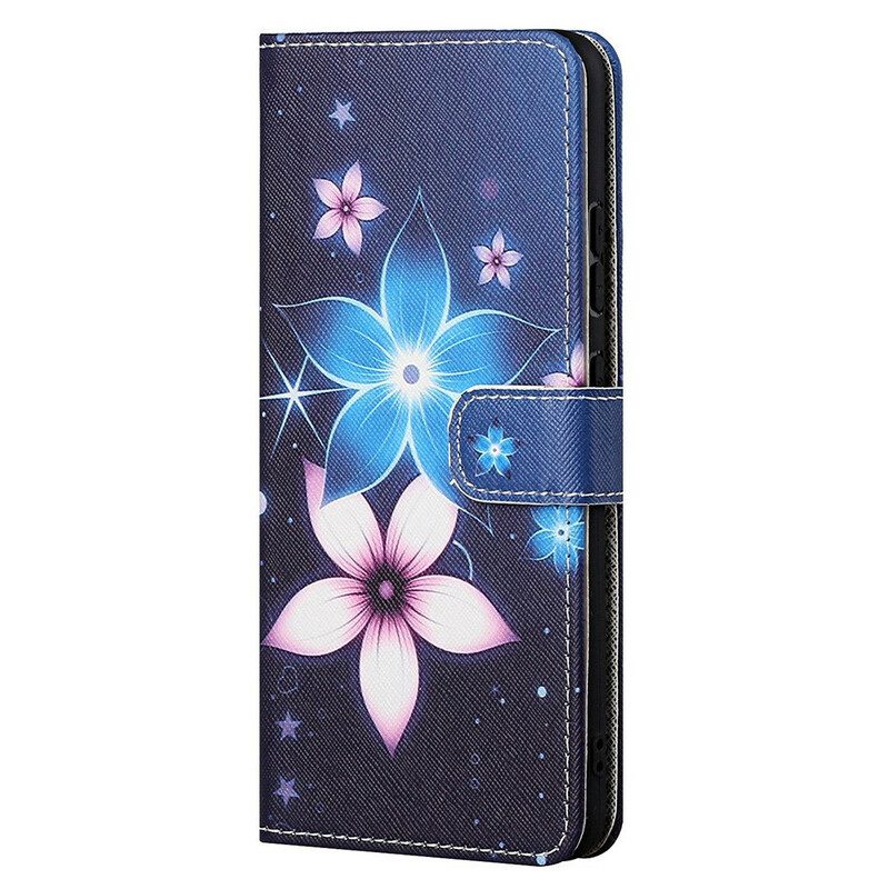 Folio-hoesje voor OnePlus Nord 2 5G Met Ketting Maanband Bloemen