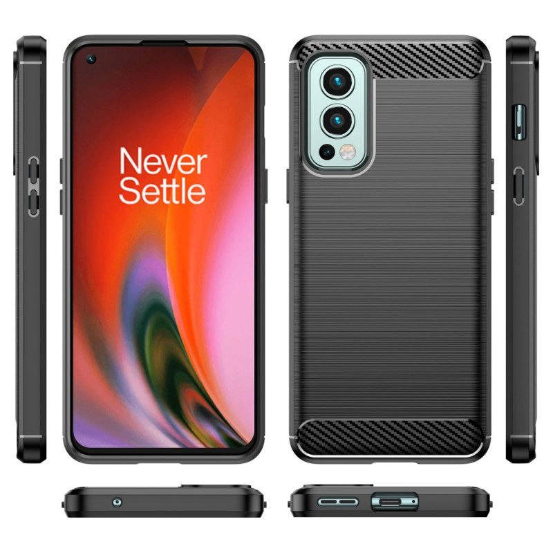 Hoesje voor OnePlus Nord 2 5G Geborstelde Koolstofvezel