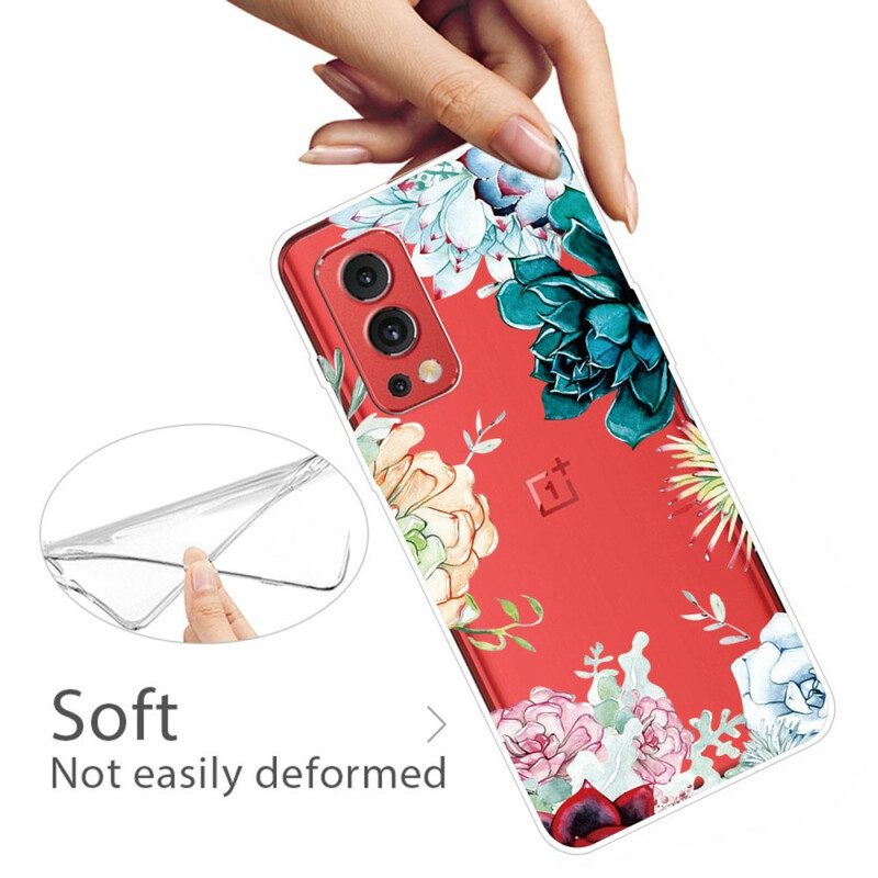 Hoesje voor OnePlus Nord 2 5G Naadloze Aquarel Bloemen